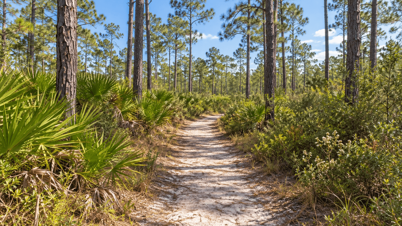 Pine flatwoods trail at Atlantic Ridge Preserve State Park