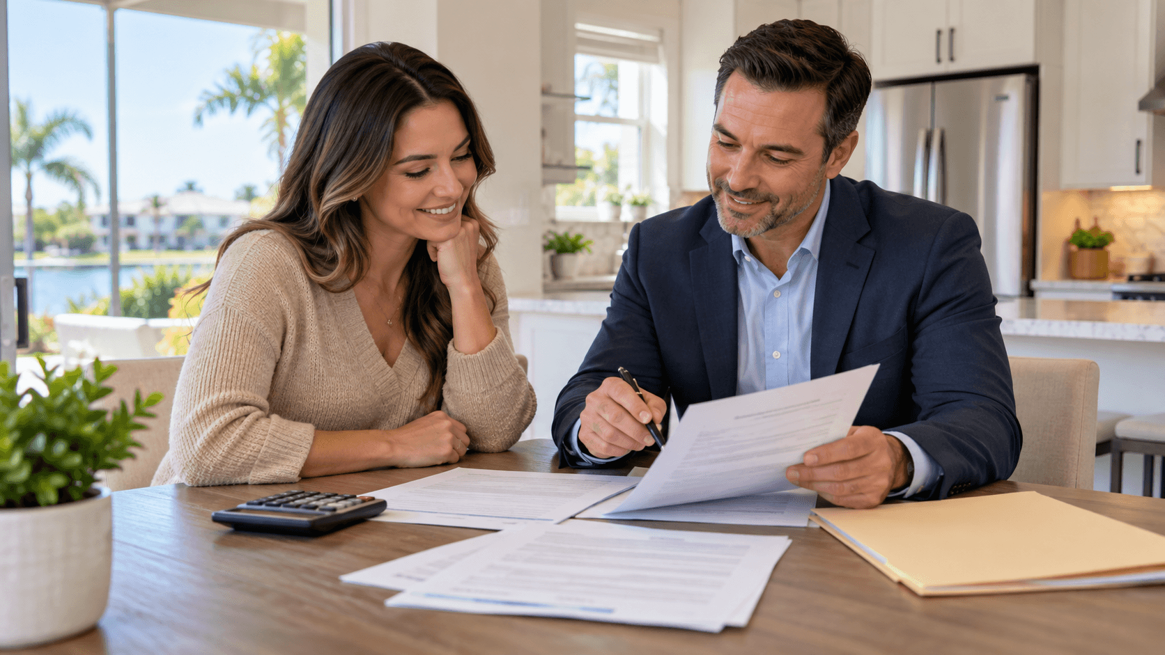 Buyer reviewing a closing-cost credit with a loan officer