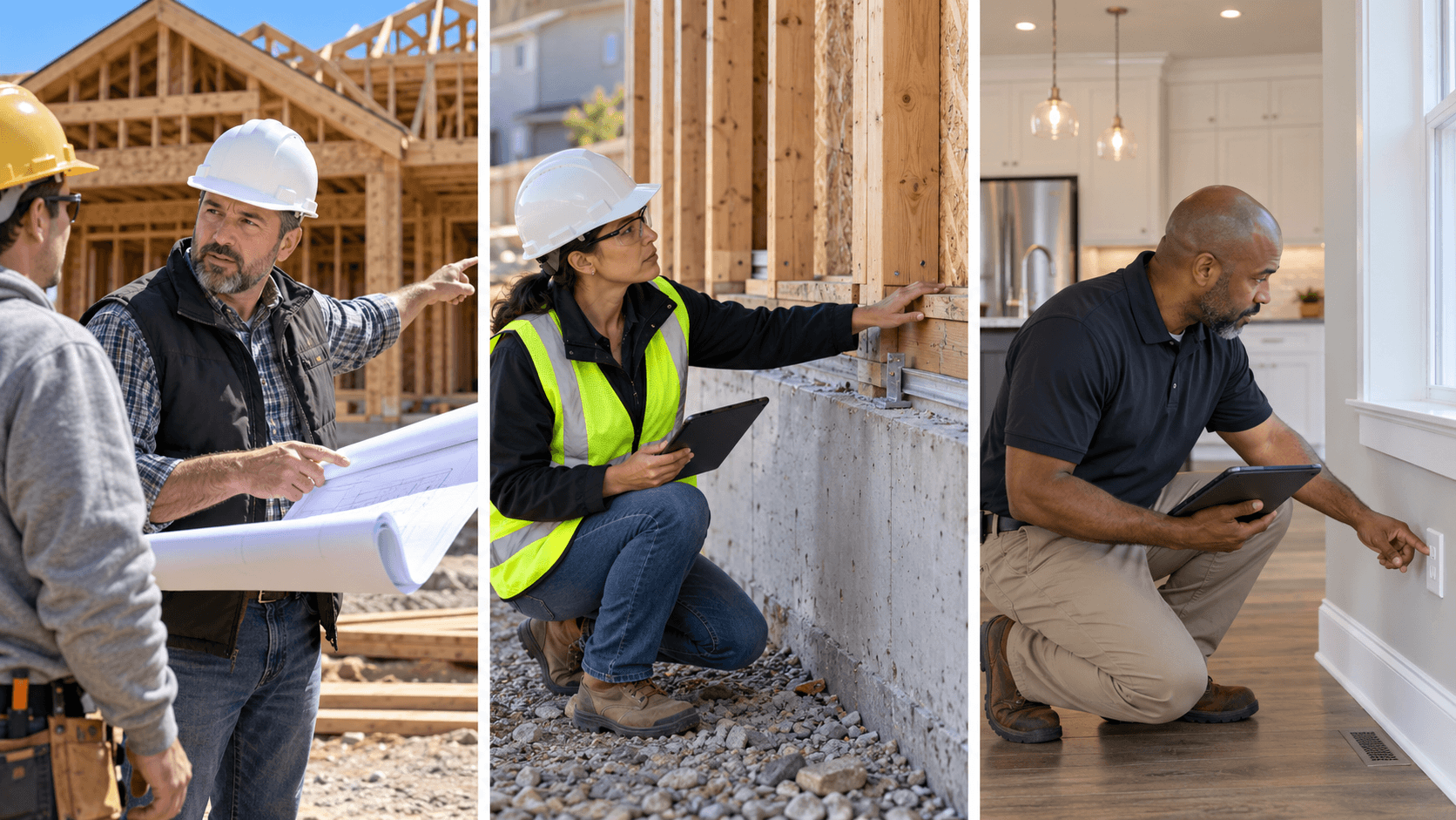 Inspector starting a final new construction home inspection