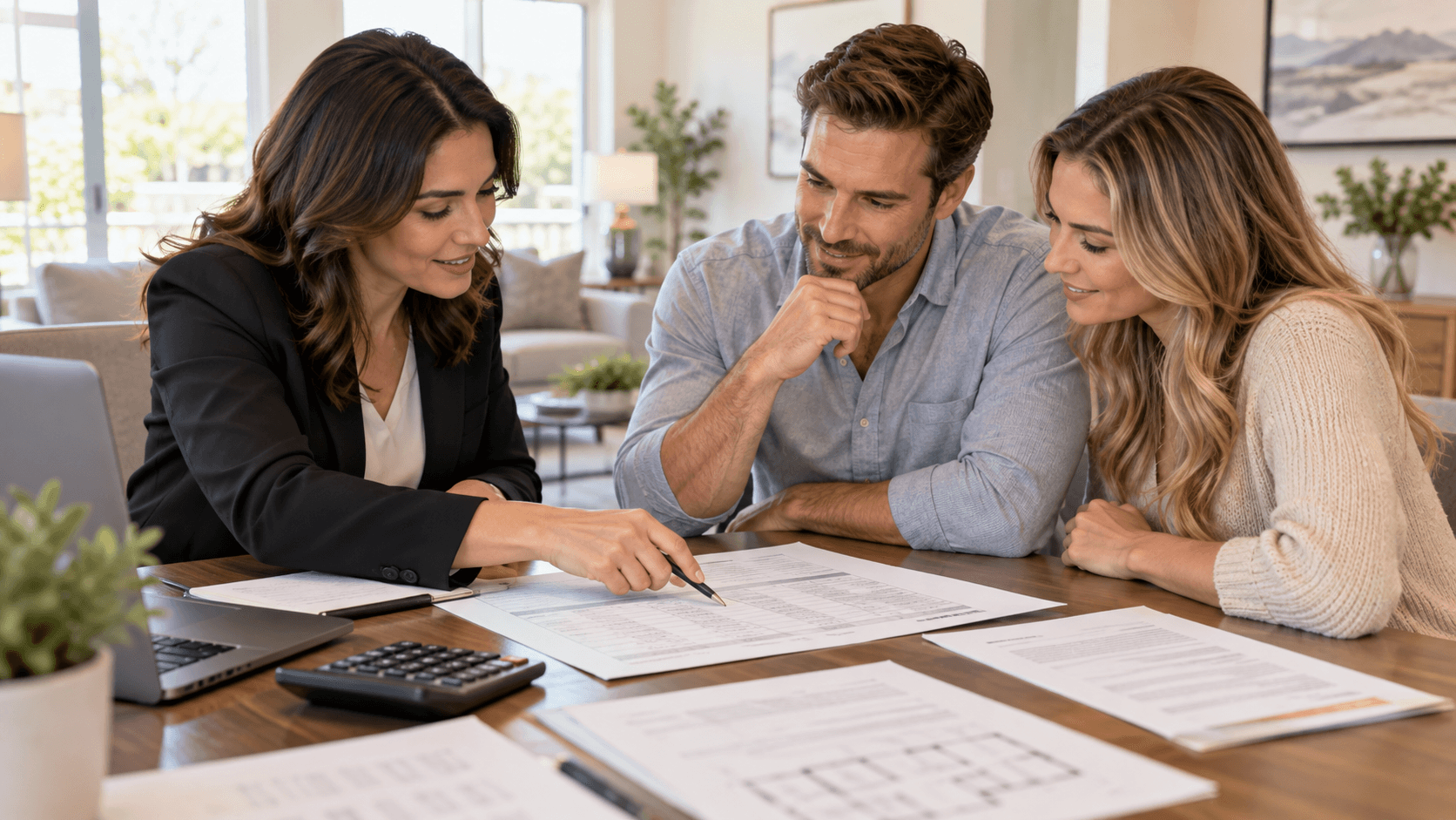 Couple reviewing a builder-funded mortgage payment plan