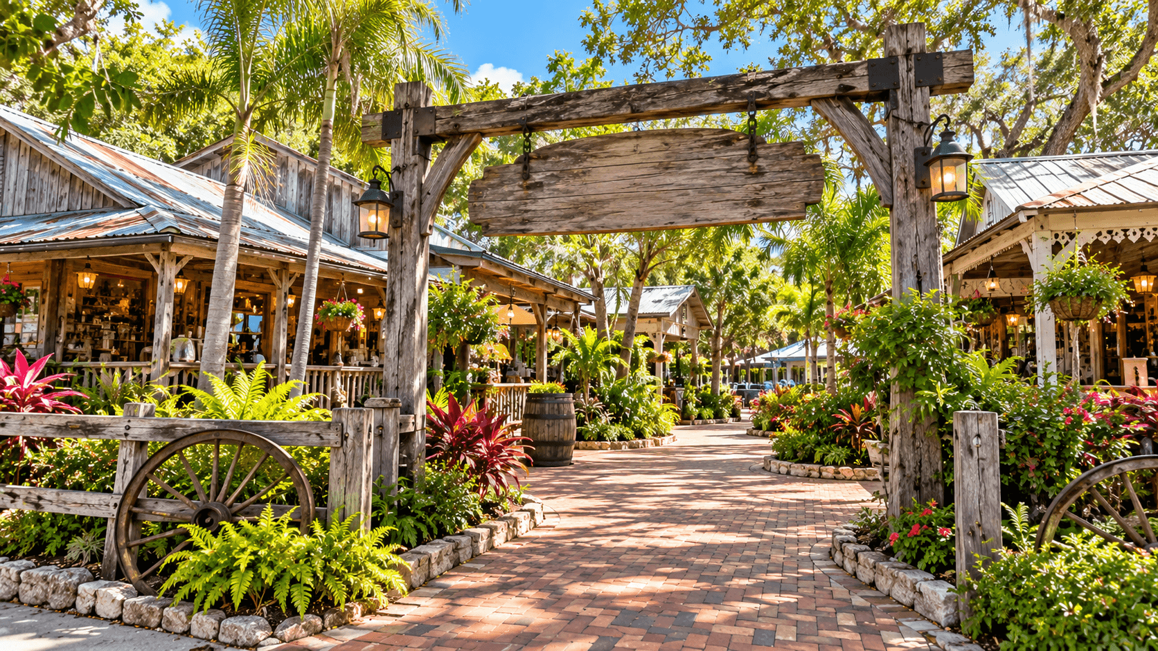 Entrance path at Cauley Square historic village near Homestead, Florida
