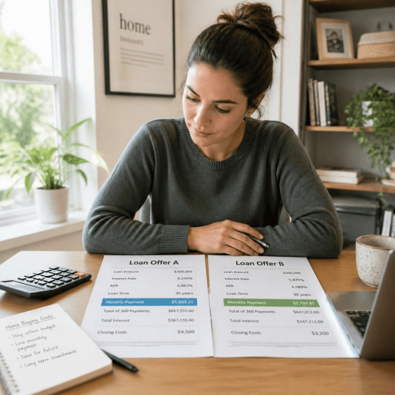 buyer comparing fha and conventional loan offers side by side