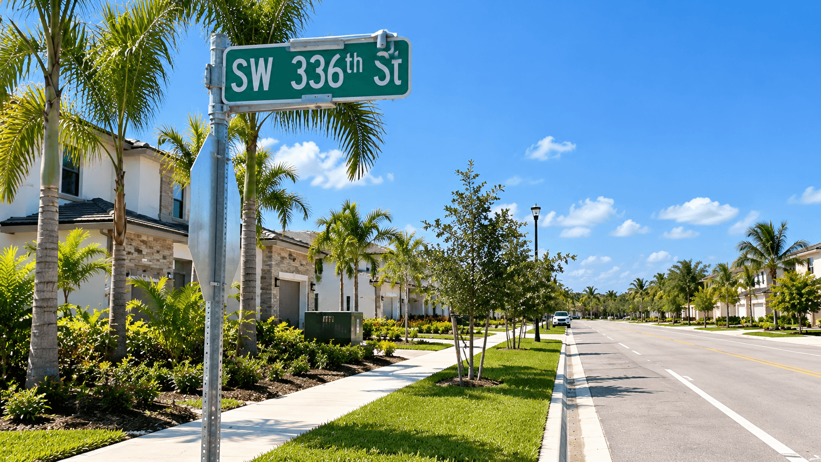 Street sign for SW 336th Street near Acacia Groves in unincorporated Miami-Dade
