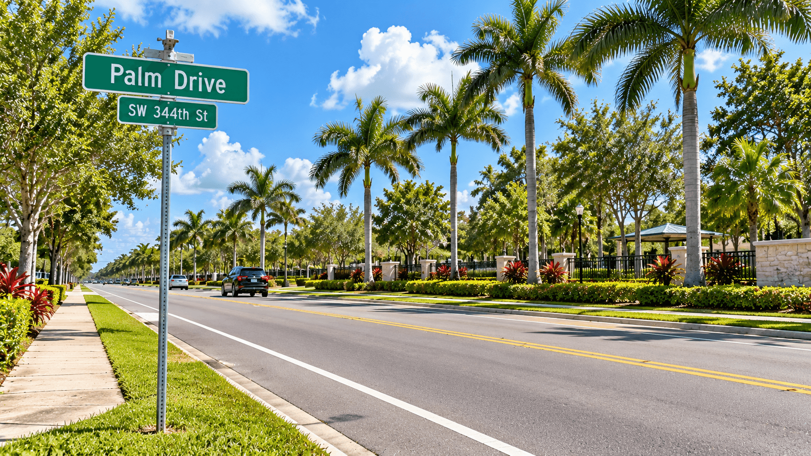 Palm Drive near Aria Park in Homestead, Florida
