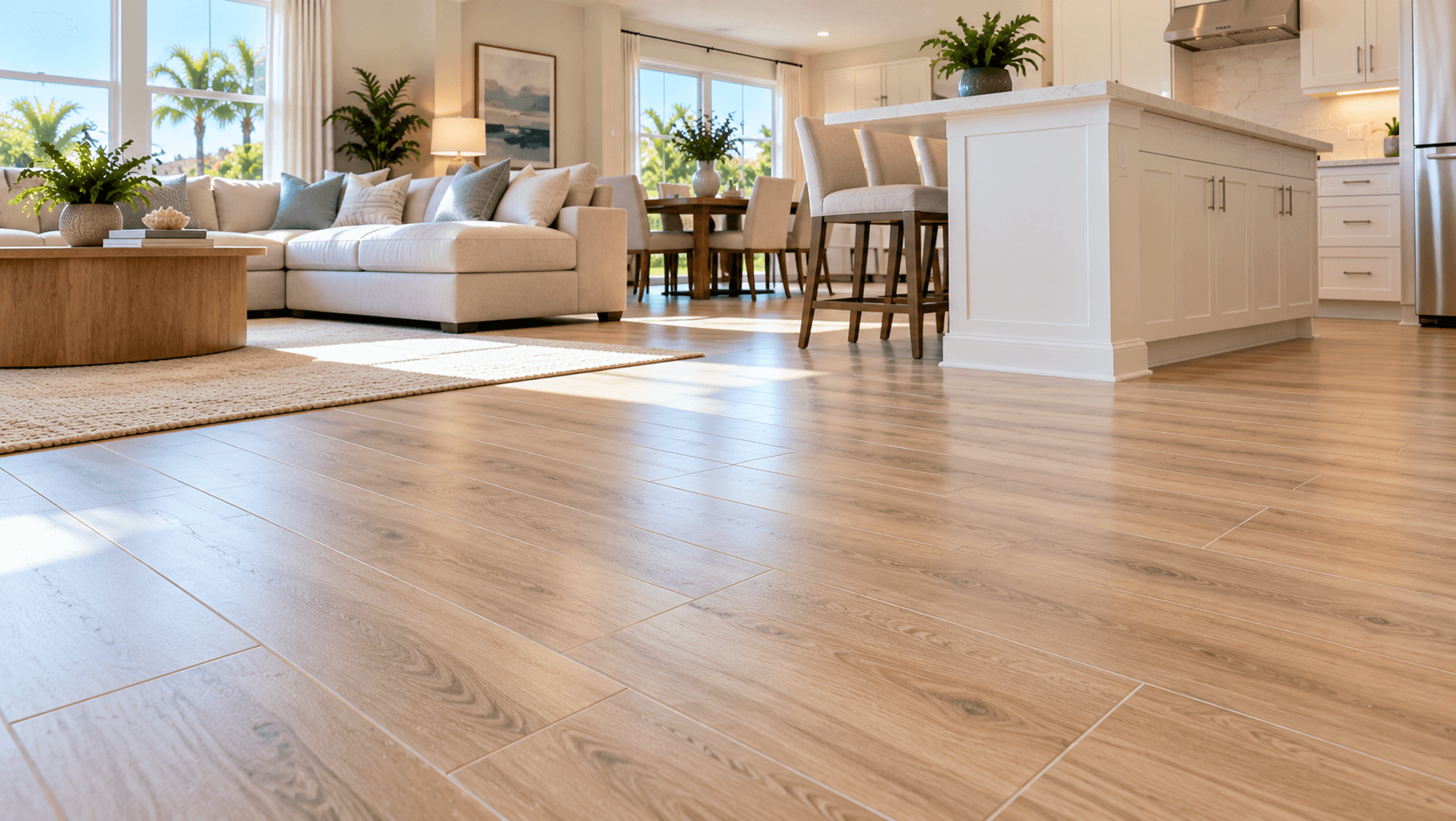 Luxury vinyl plank flooring in a Brystol at Wylder living room