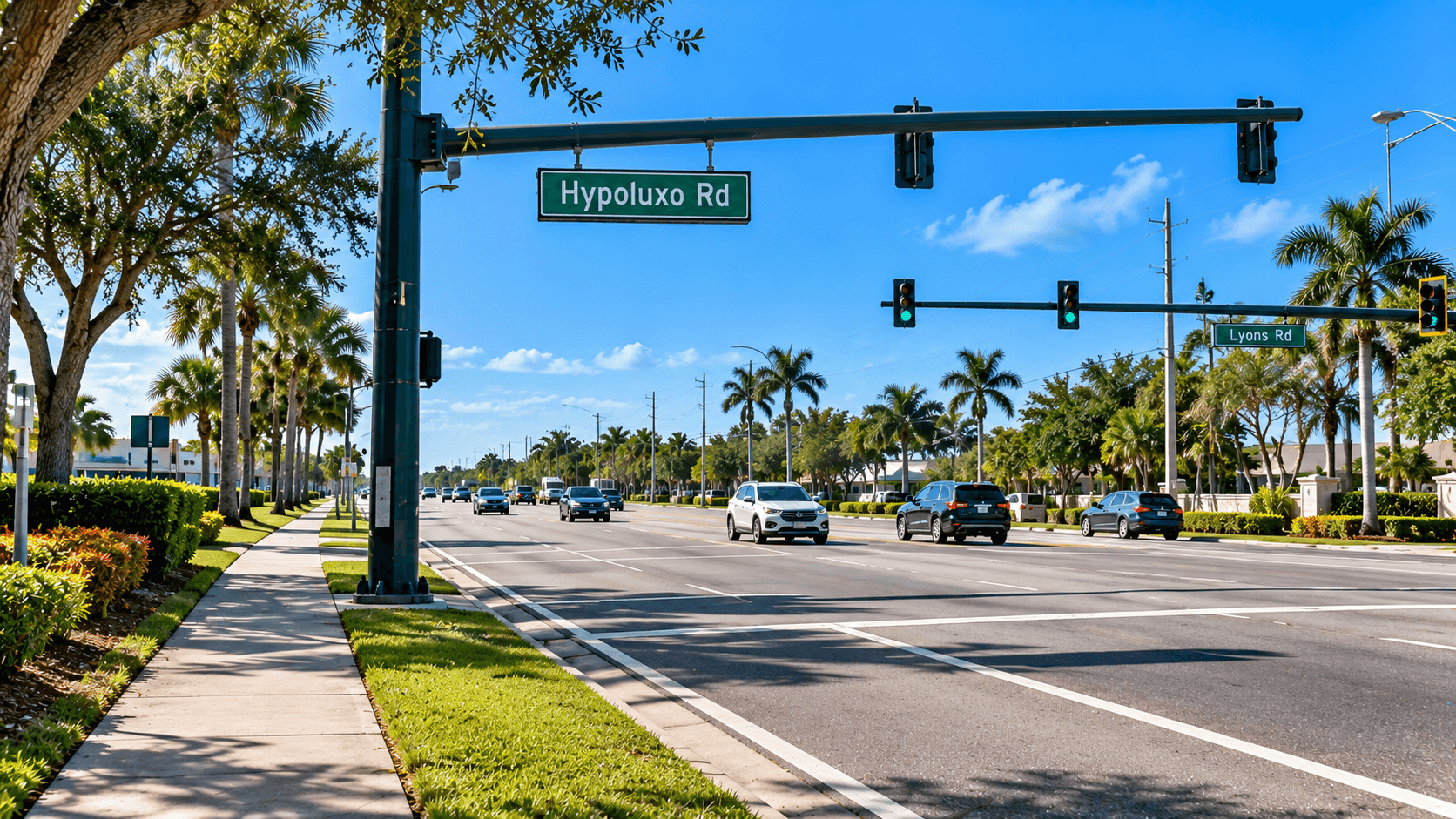 Lyons Road near Hypoluxo Road in western Palm Beach County