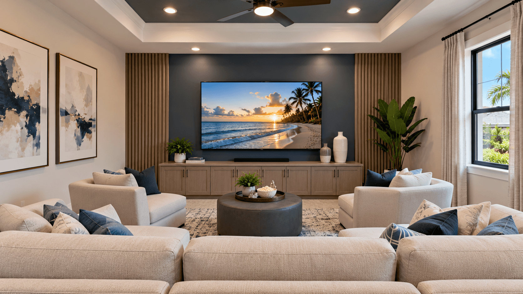 Media room in the Ellington plan at Amara by DiVosta