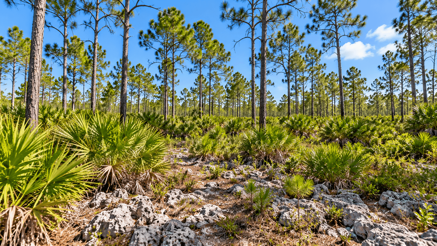 South Florida slash pines and saw palmetto at Navy Wells Pineland Preserve