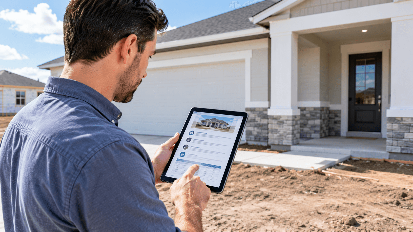 Buyer reviewing a new construction home inspection cost estimate