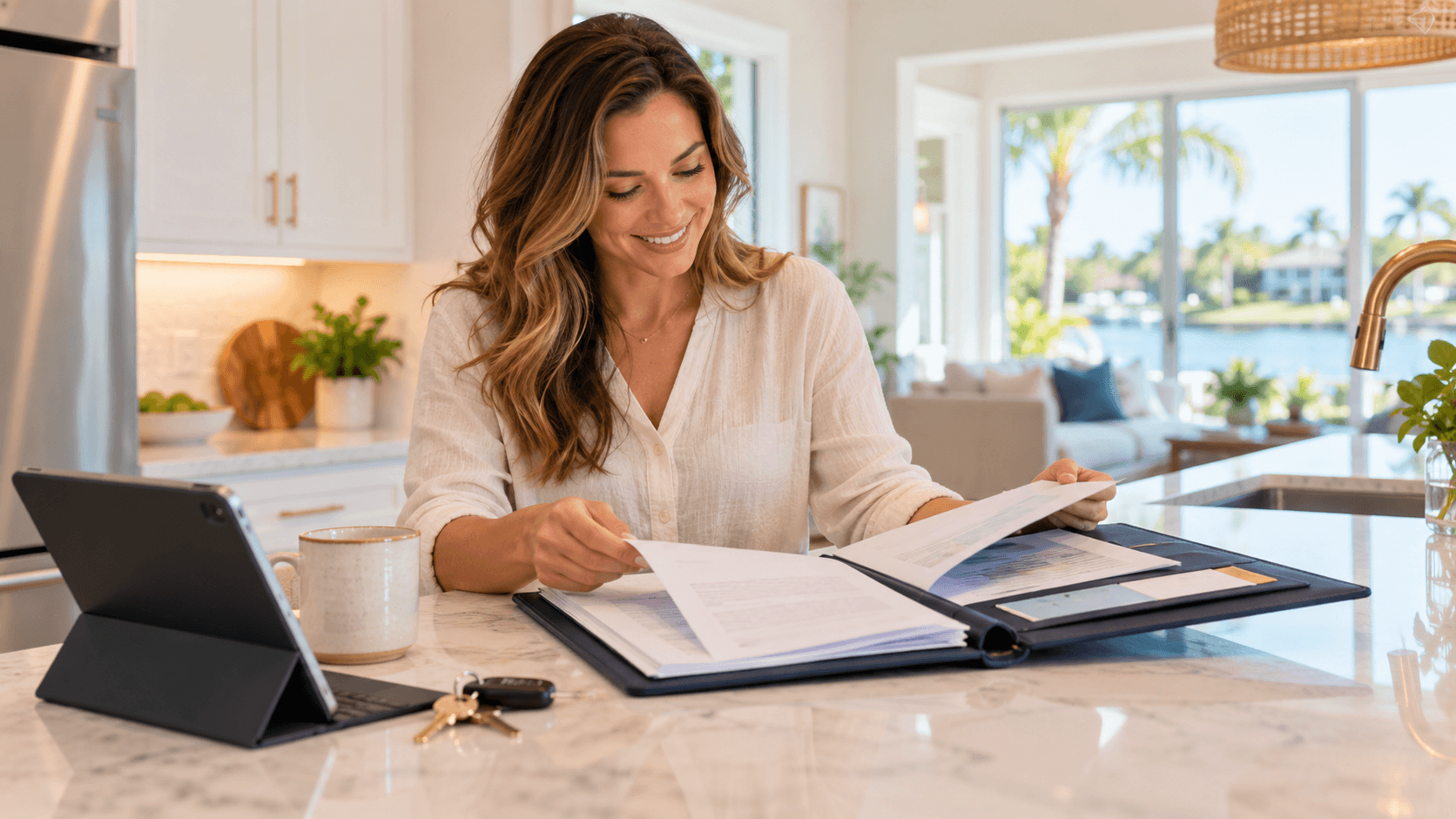 New homeowner reviewing a builder warranty folder