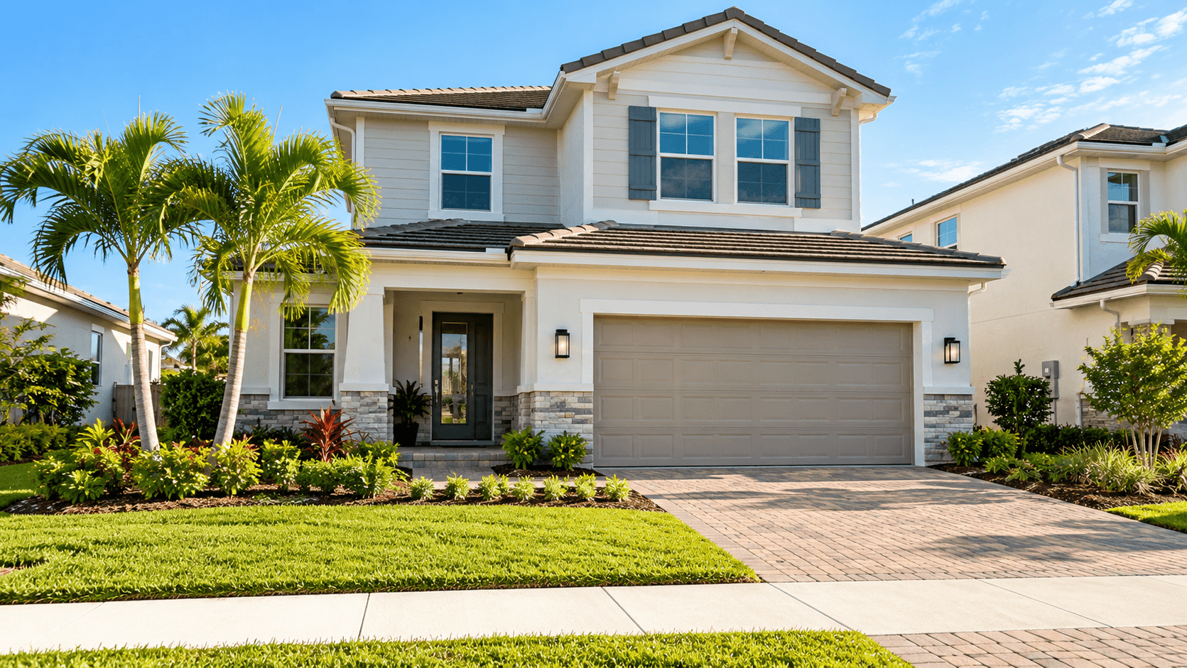 New single-family homes at Brystol at Wylder in Port St. Lucie, Florida