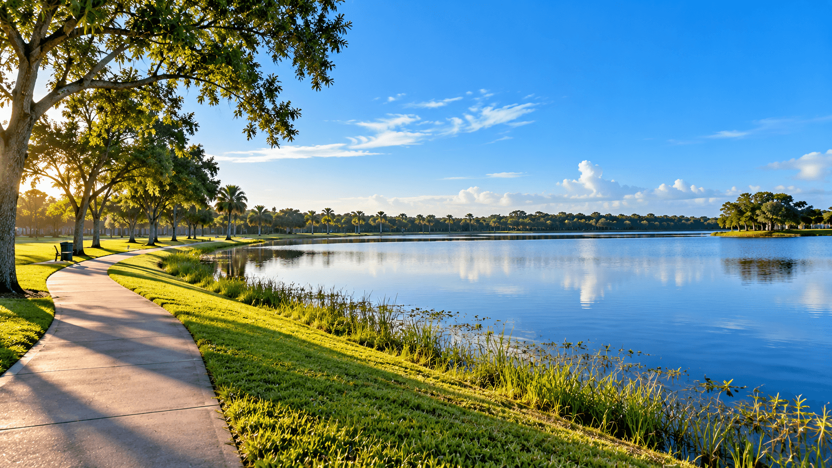 Lake and walking path at Okeeheelee Park in Palm Beach County