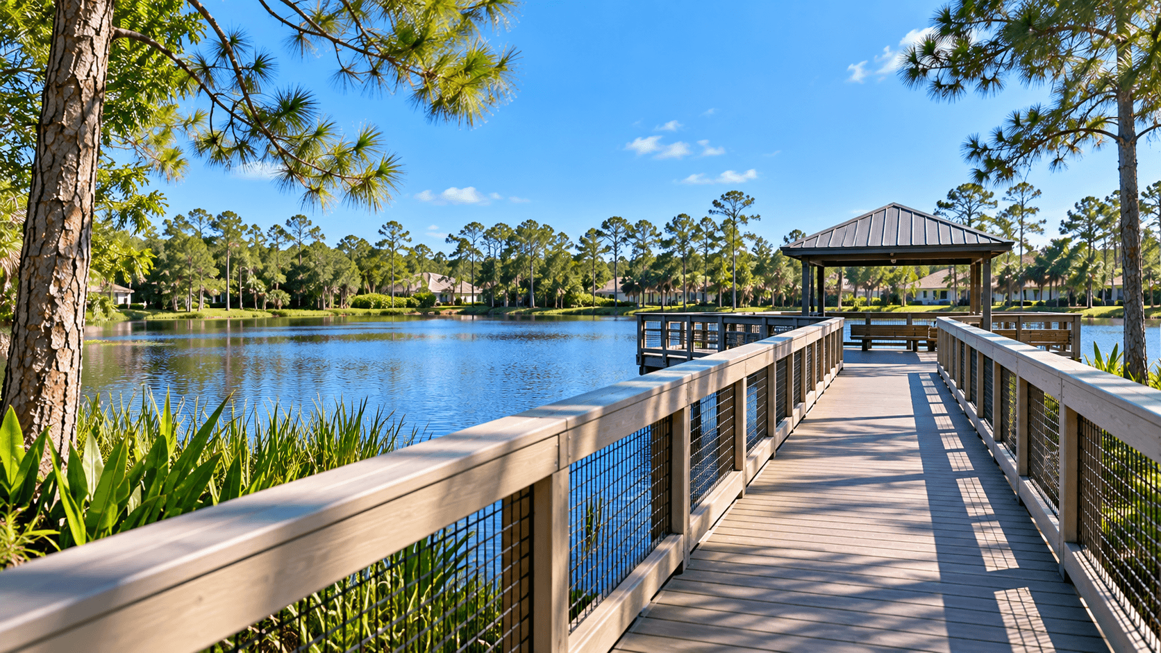Fishing pier at Pine Trails Park in Parkland, FL