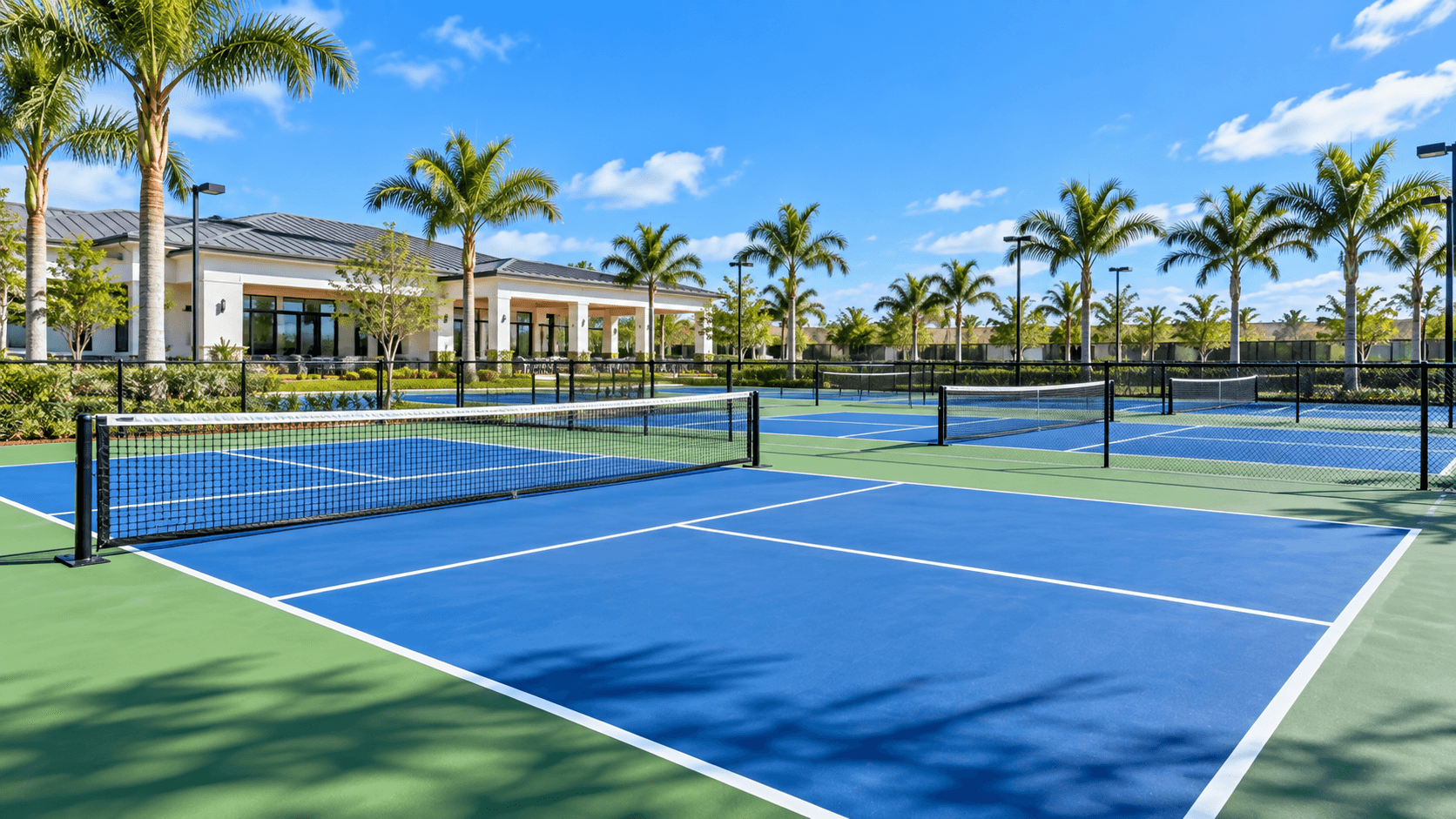 Pickleball courts at the Avenir clubhouse in Palm Beach Gardens