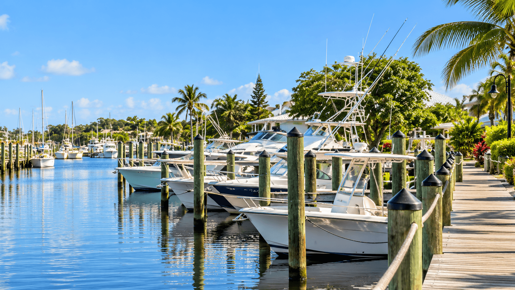 Boats at the Manatee Pocket marina in Port Salerno Florida