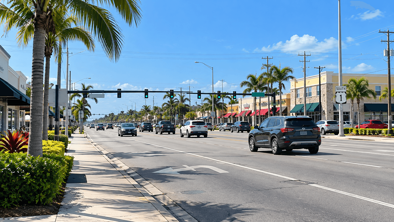 US-1 South Dixie Highway passing through Princeton in south Miami-Dade