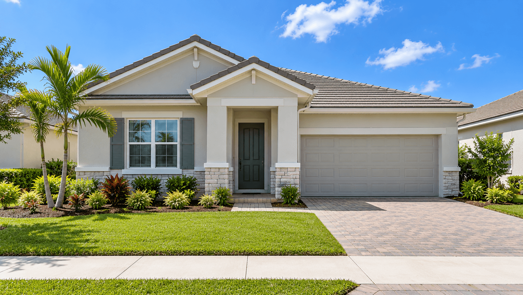 Ranch-inspired one-story Lennar home exterior at Pepperwood in Stuart