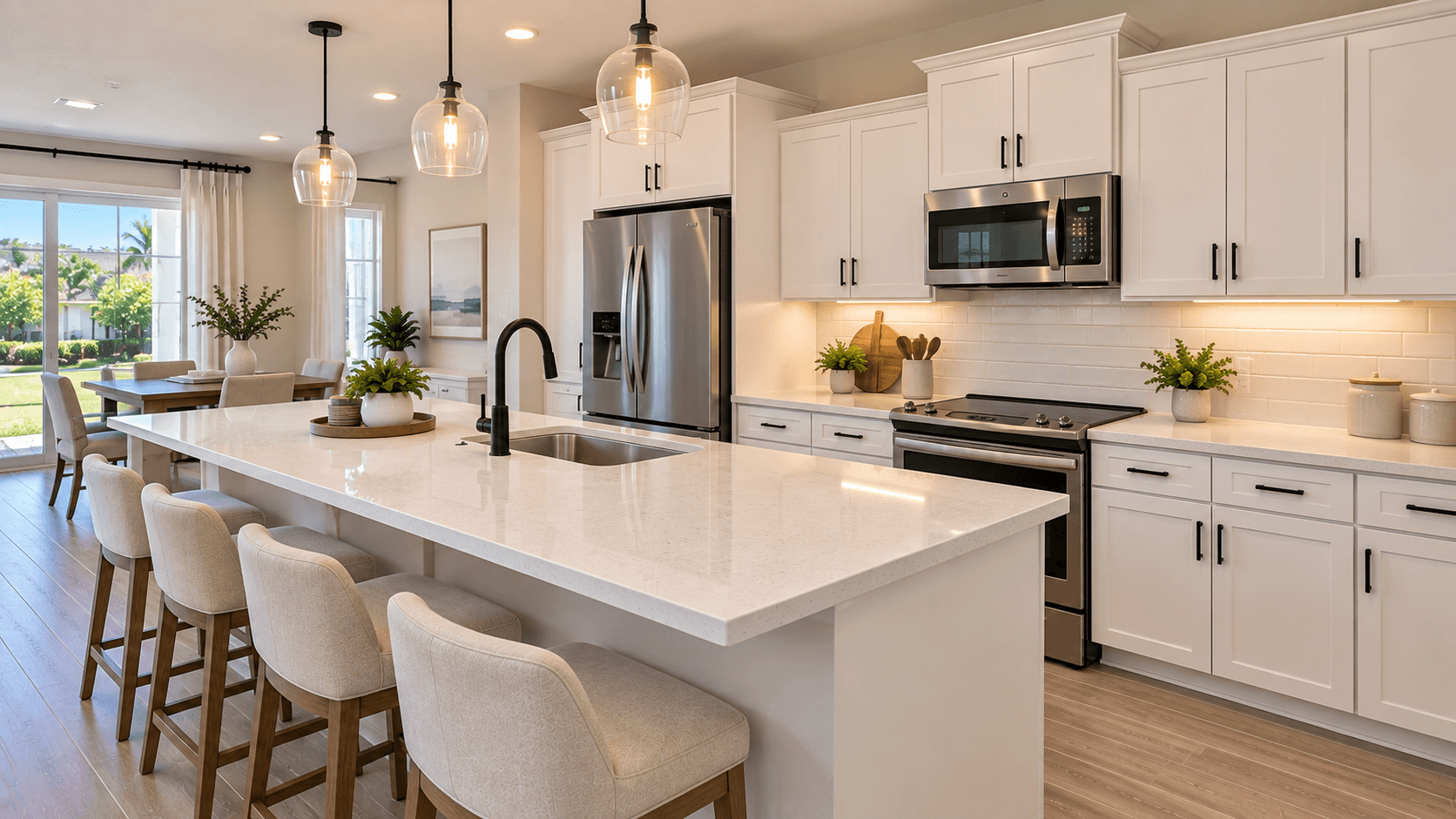 Kitchen with solid surface countertops in a Terra Sol townhome