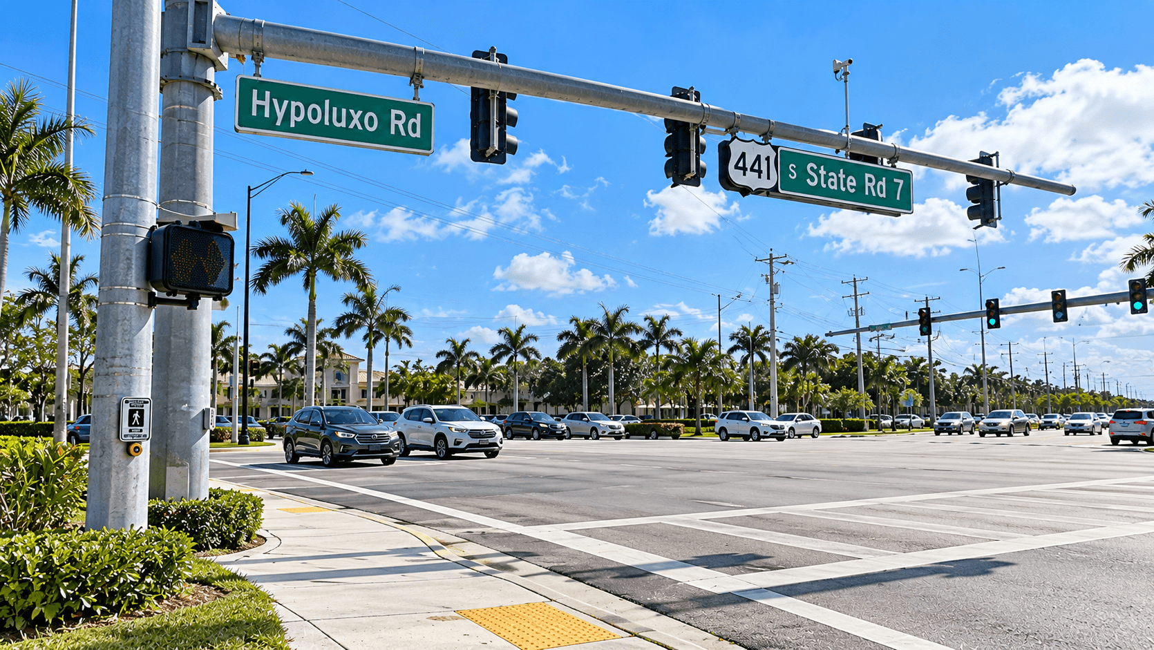 State Road 7 and Hypoluxo Road intersection near Amara in Lake Worth