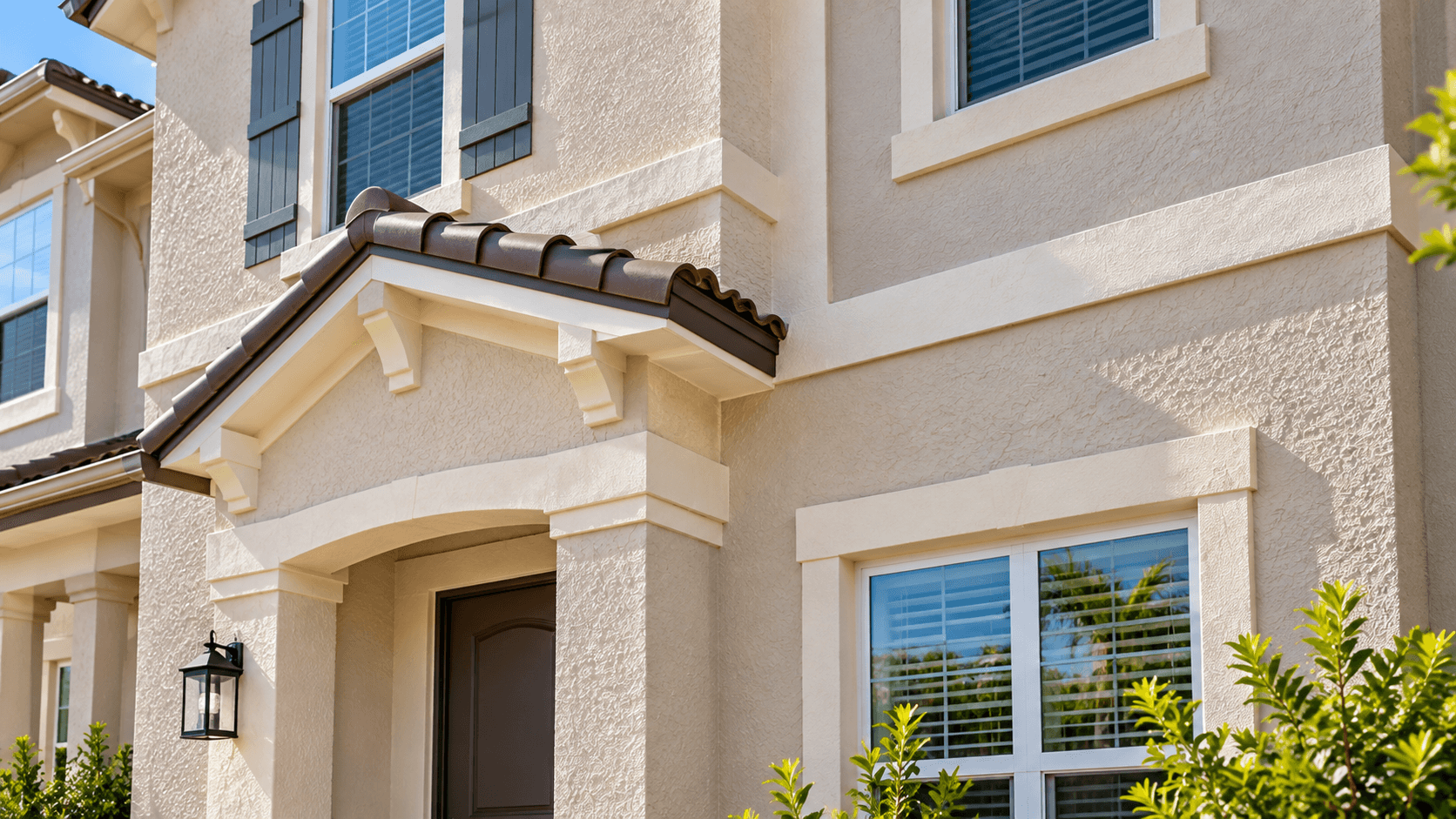 Stucco wall and trim on a Del Mar townhome