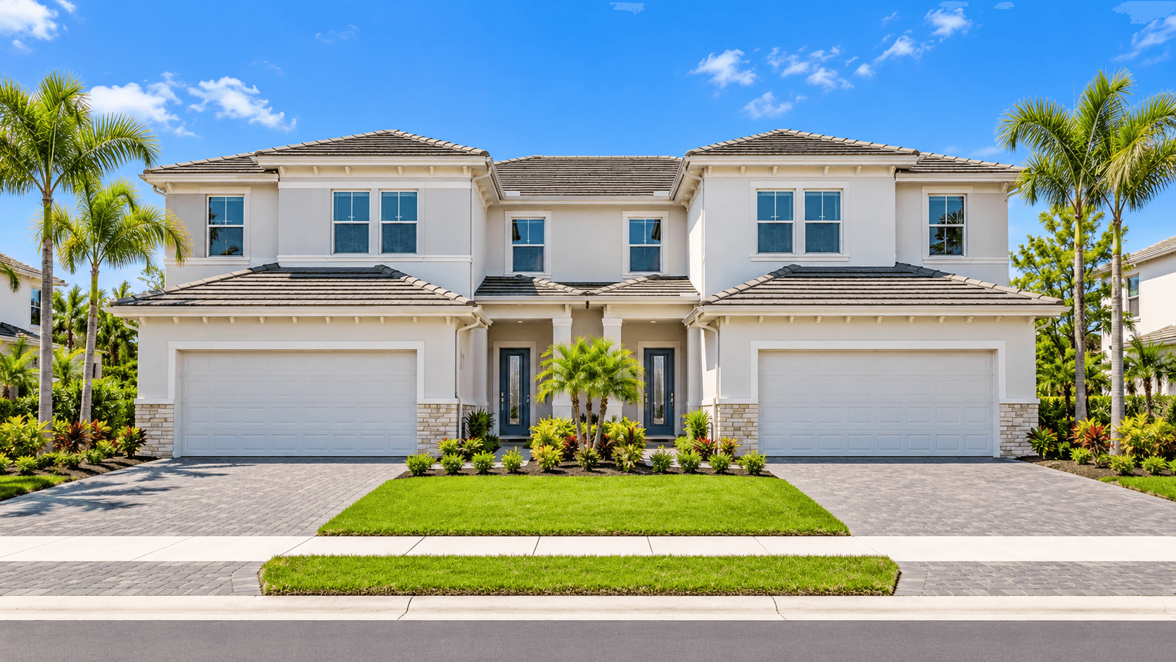 Solea twin home building at Coral Breeze with two front doors