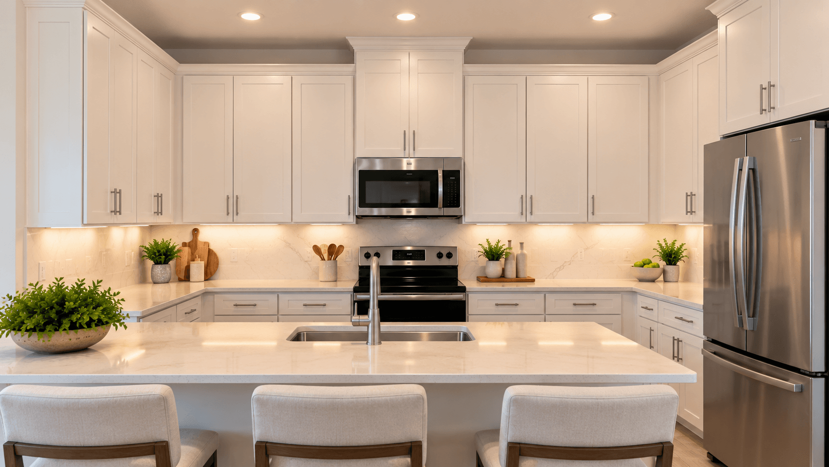 Upper cabinets above the counter in a Del Mar kitchen