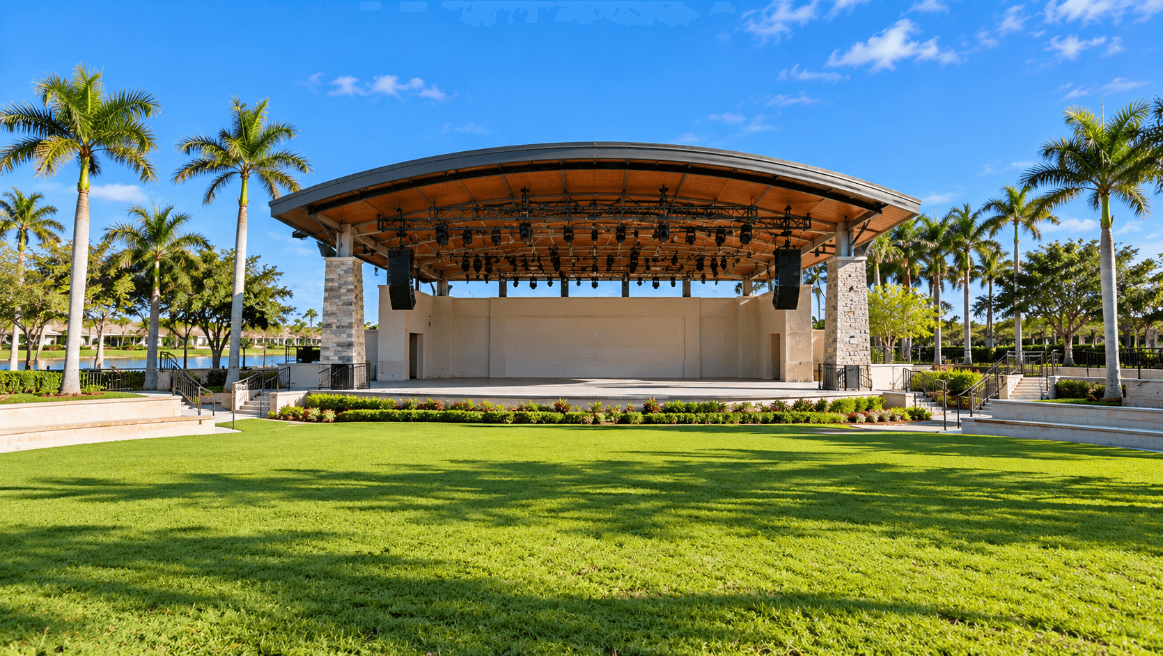 Wellington Amphitheater stage and lawn in Wellington, Florida