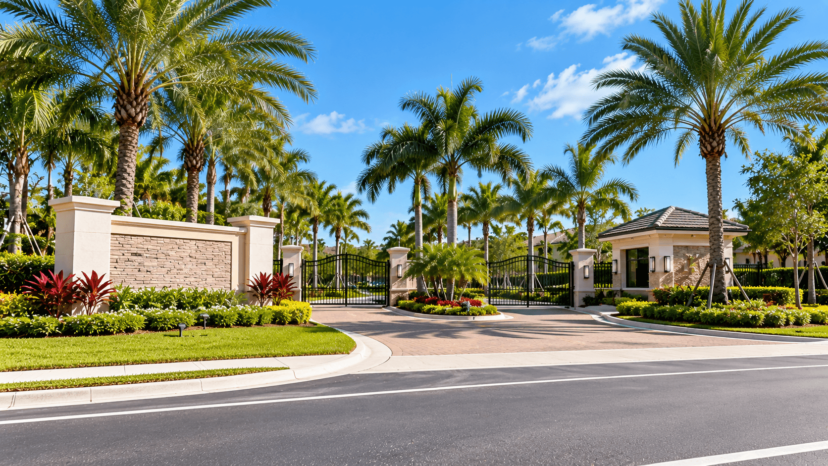 Gated entry at Canter, a DiVosta community in Wellington, Florida