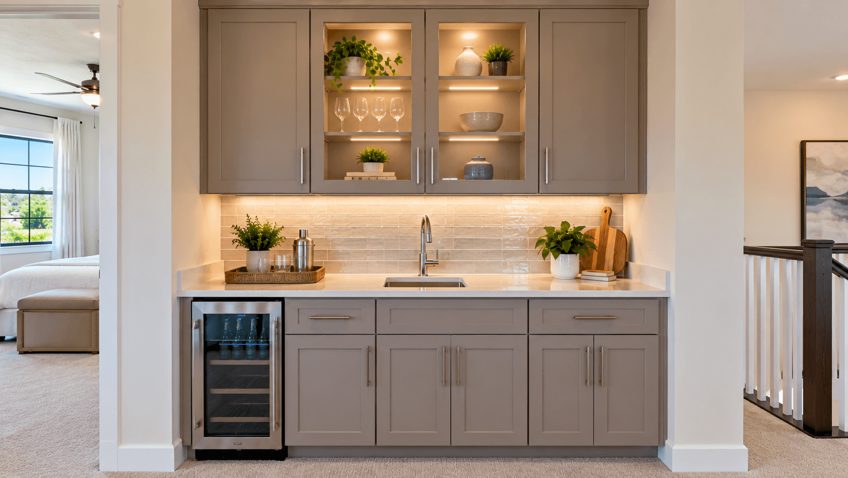 Optional wet bar in the Livingston II loft at Canter