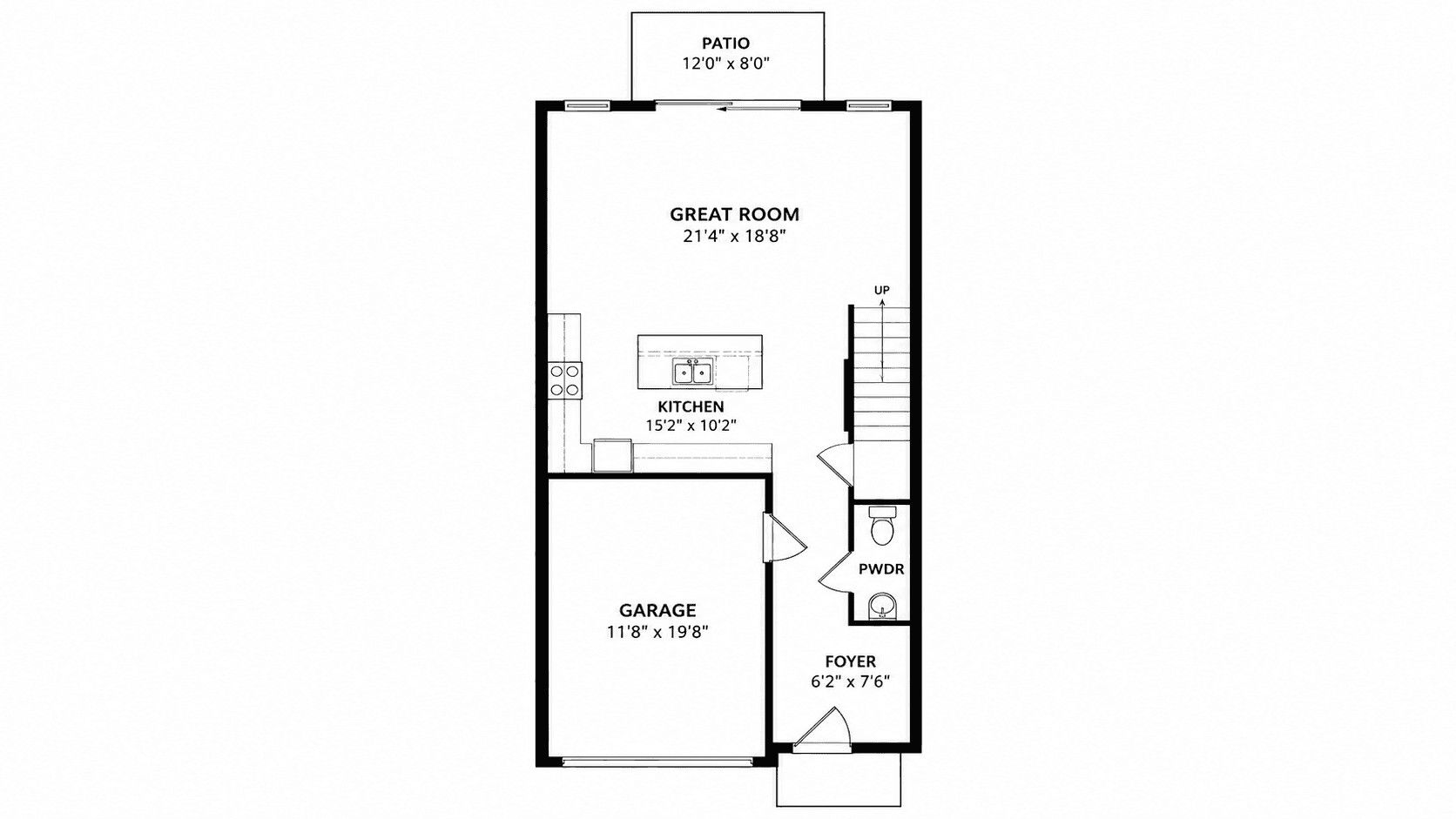 Bryce townhome first-floor plan showing the large great room