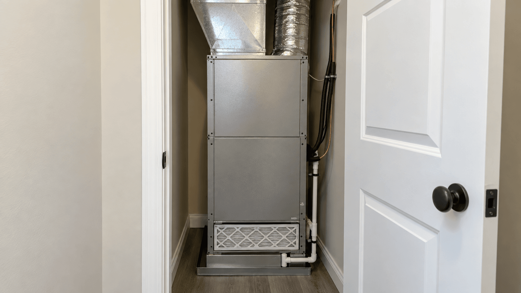 Air handler unit inside a small closet