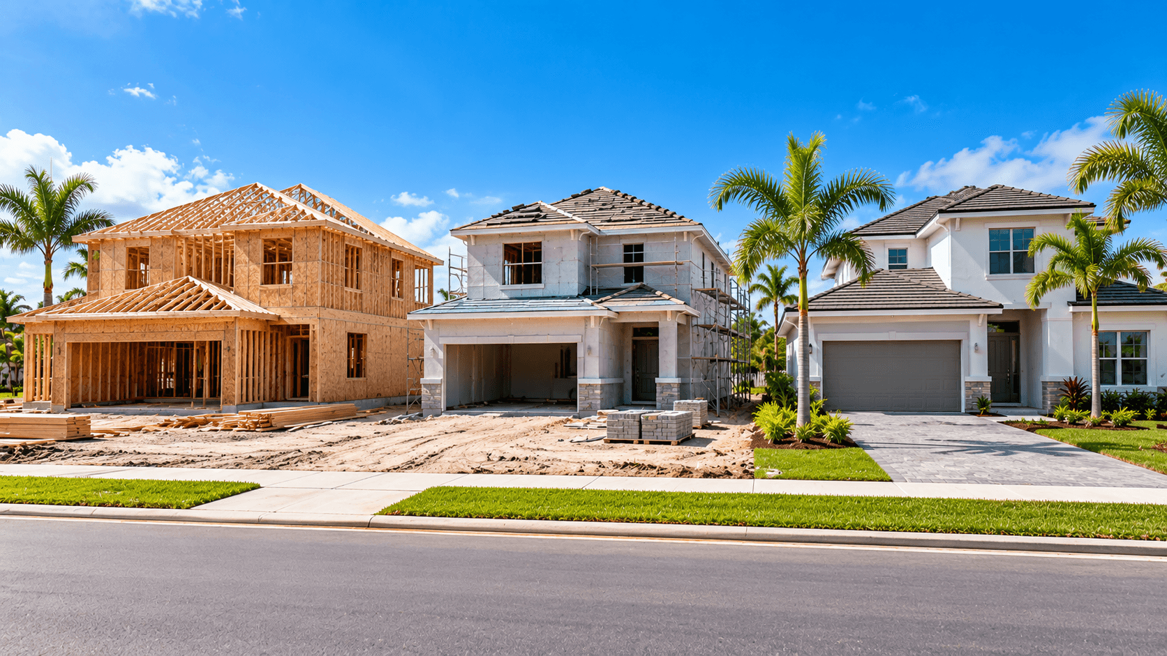 Generic new homes at different build stages