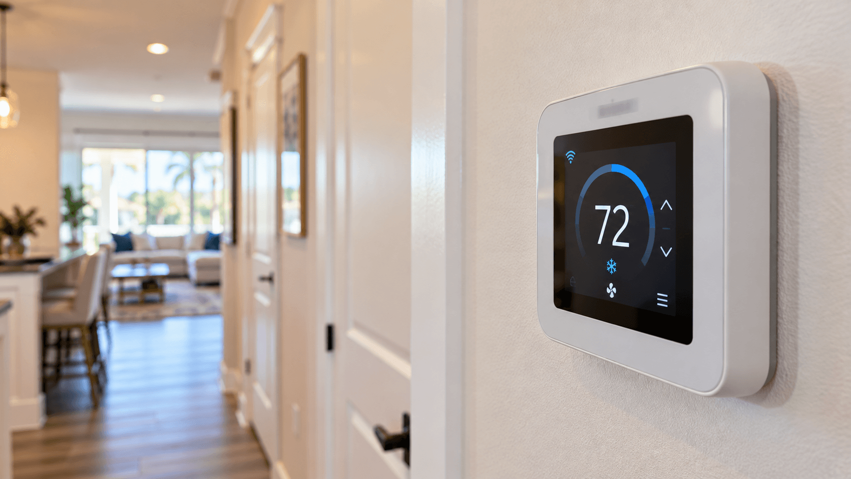 Programmable wifi thermostat in a Brystol at Wylder home